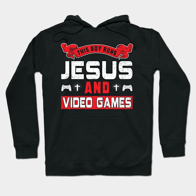 This Boy Runs On Jesus And Video Games Shirt Christian Gift Video Game Lover Gifts For Men Hoodie by paynegabriel